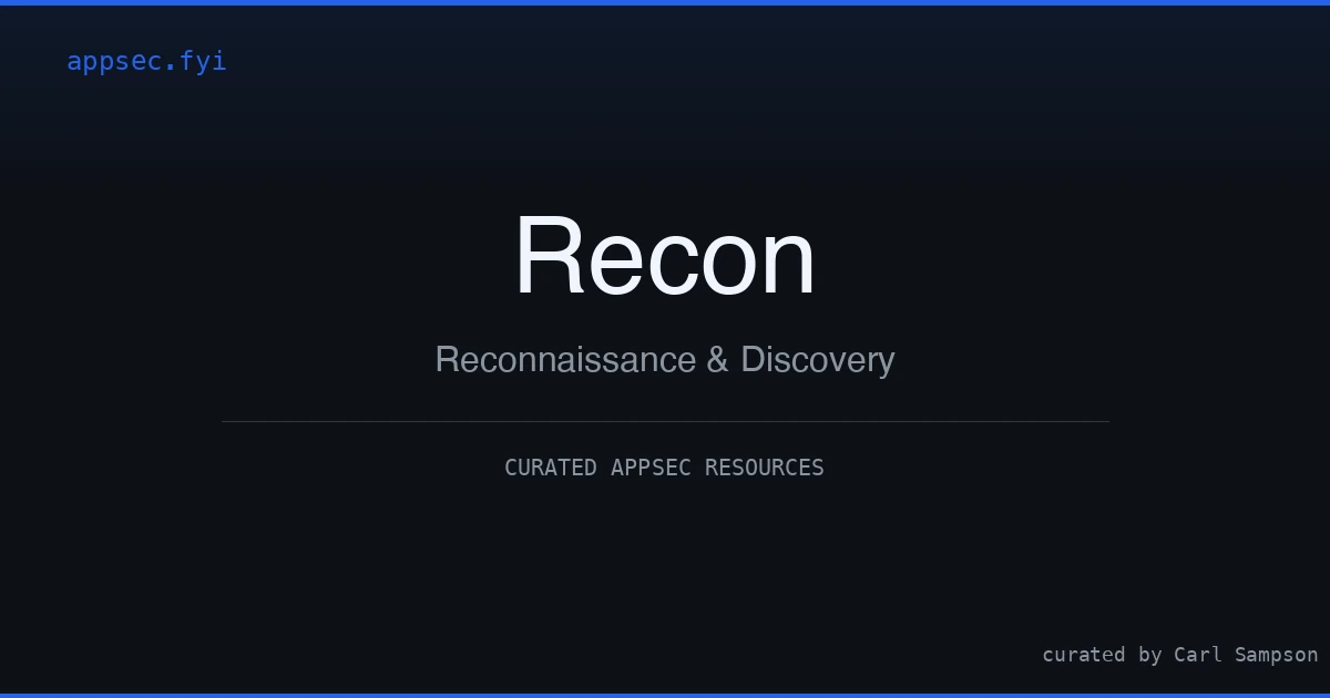 Recon Post Recon Resources | appsec.fyi